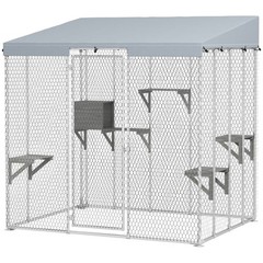 PawHut 79″ Large Catio, Galvanized Steel Outdoor Cat Enclosure with Canopy