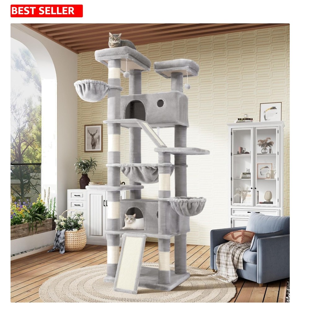 81-Inch Multi-Level Cat Tree with Cozy Condos & Durable Scratching Posts