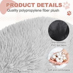 31.3 Inch (80cm) Cat Dog Bed Round Soft Fluffy Plush Pet Bed, Gray