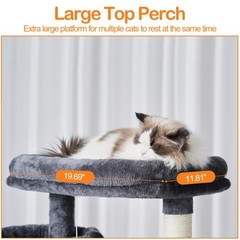Heybly Cat Tree, 71-Inch-Tall Tower for Indoor Cats with 2 Perches, 2 Big Con…