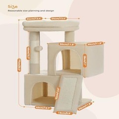 30″ Cat Tower Condos Scratching Posts Ramp Balls Beige Small-Med Indoor Cats New