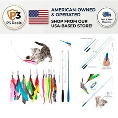 Lightweight Interactive Cat Feeder – 2 Retractable Wands & Bell-Teasers Included