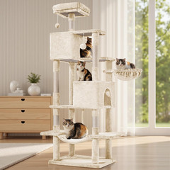 66 Inch Cat Tree Tower, Multi Level Cat Climbing Tower with Natural Sisal Scratc