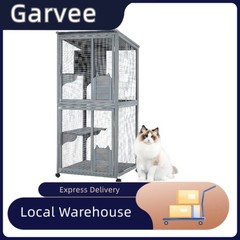 Waterproof Roof & Resting Boxes Included Wooden Catio Outdoor Cat Enclosure, 69