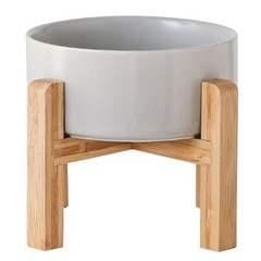 Elevated/Raised Ceramic Dog Bowl for Small Breeds, Dog 1.7 Cups – Small Grey