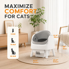 Petpivot Open-Top Self Cleaning Cat Litter Box with Trash bags and Mat OPEN BOX