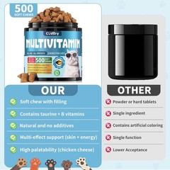 Taurine for Cats Vitamins Treats Snacks – Cat Multivitamin 500 Crunchy & Creamy