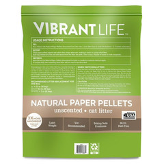 3 Bag Vibrant Life Natural Paper Pellets Cat Litter, Unscented, 25 lb Bag