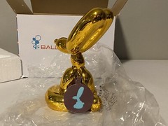 Balloon Bunny Rabbit Figure – Gold 6” Animal Sculpture Resin Art Statue – New