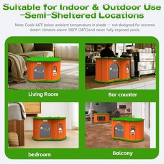 4-Season Thermo Pet House Warm Cool Quiet for Dogs Cats Up to 15lbs Orange