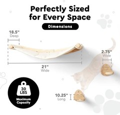Rubqi Cat Hammock Cat Wall Shelves with 3 Steps, Parisian Script Print