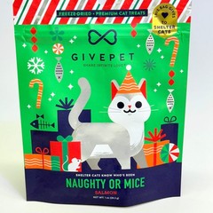 GIVEPET (3 PACK) Naughty Or Mice Salmon Premium Cat Treats 1 oz BB 08/27