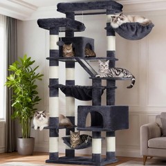 Cat Tree 71-Inch-Tall Tower Indoor Cats W/ 2 Perches 2 Big Condos 2 Hammocks