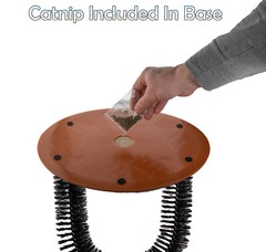 Cat Self Grooming Arch Toy Post w Mouse Toy, Bristle Brush Catnip Scratching Pad