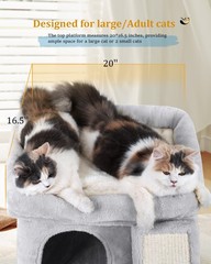 Aechonow Cat Tree Tower for Large Cat, L—14”Light Grey, Grey