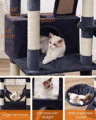 Cat Tree, 66.1-Inch Large Cat Tower, Multi-Level Plush Condo with 13 Scratchi…