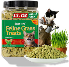 Just Try Cat Treats Hairball Control Salmon Catnip Dental 13.4oz