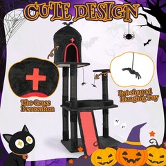 Indoor Gothic Cat Scratching Post 8 Style Activity 23-50″ Height Halloween House