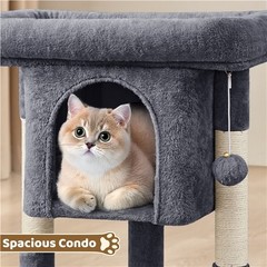23.5in Cat Tree Tower with Wide Top Perch Cat Condo for Indoor Cats, Dark Gray
