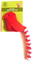 GKC Plush Furry Bird Cat Toy w Bell 12″ Green Red Blue Purple ~ Choice