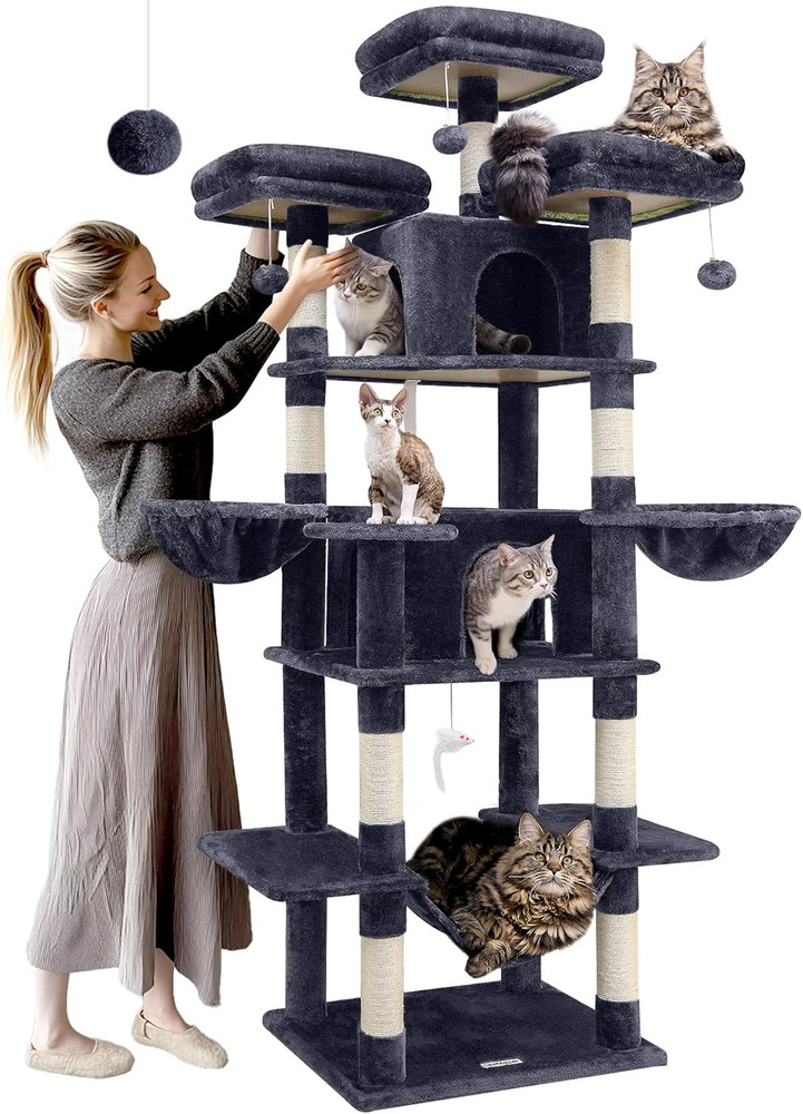 F80 Big Cat Tower for Indoor Cats, 80Inch Cat Tower for Multiple Adult Cats XXL