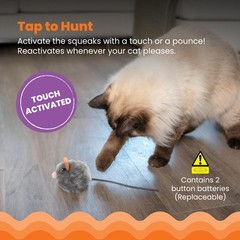 Petstages Squeak Mouse Cat Toy Plush – Included Catnip Interactive Gray
