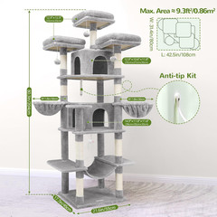 Big Cat Tower for Indoor Cats, 80Inch Cat Tower for Multiple Adult Cats XXL Cat