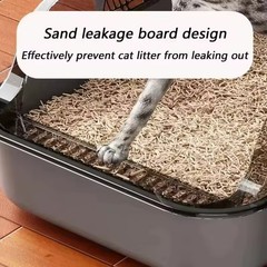 Semi-Enclosed Cat Litter Box with Scoop High Side Splashproof Kitty Toilet