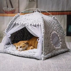 New cute Cat dog Tent Bed Indoor Pet House Portable Cat Cave With Cushion