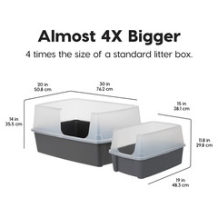 IRIS USA XXL Open Top Side Entry Cat Litter Box High Sides Gray