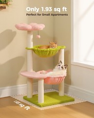 PAWZ Road Cat Tree Tower Scratching Post with 2 Condo Hammock and Flower Perch