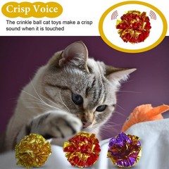 Jexine 104 Pcs Cat Crinkle Ball Bulk Toys 1.69” Multiple Colors