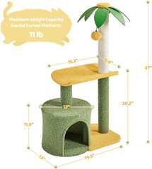 Yaheetech 37-Inch Indoor Cat Tree with Condo, Scratching Post, and Perch