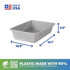 Petmate Basic Open Cat Litter Pan, Multidirectional Easy to Clean Plastic Litte