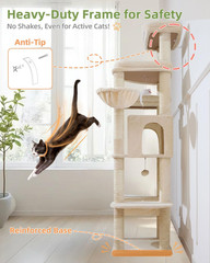 71 Inches Cat Tree for Large Cats 20Lbs+, 3 Giant Perches, Multi-Level Cat Tree