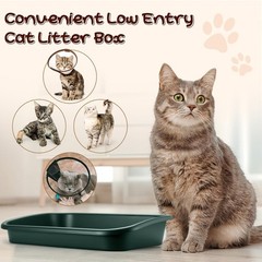 3 Pcs Low Entry Senior Cat Litter Box Large Size Pet Low Entry Open Top Litter