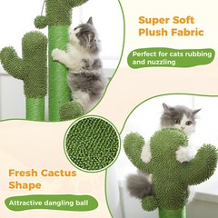 PAWZ Road Cactus Cat Scratching Post Sisal Scratcher with 3 Scratching Poles 35″