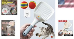 Ergonomic Cat Litter Scoop with Holder – Lightweight & Durable Design in White