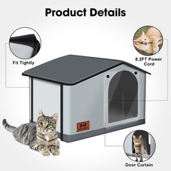 Heated Insulated Cat House for Indoor/Outdoor Use – Winter Shelter for Cats & Do