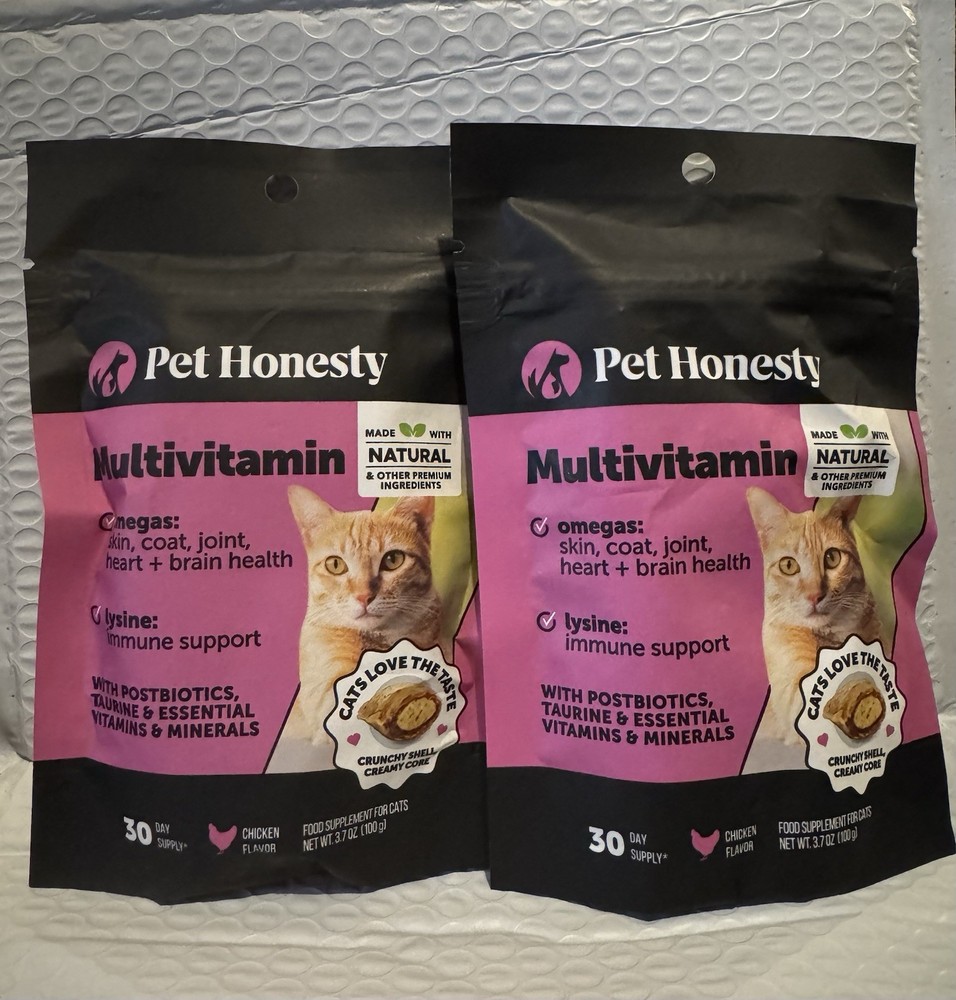 2 Pack Pet Honesty Cat Multivitamin Chews 60ct total-Expire 07 / 2027