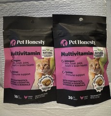 2 Pack Pet Honesty Cat Multivitamin Chews 60ct total-Expire 07 / 2027