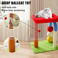 2-in-1 U-Shaped Cat Tree Tower with Scratching Post, Sisal Toy Ball, and Perch