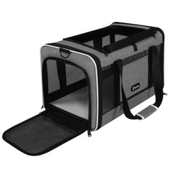 GAPZER Cat Carrier 18x11x11 Top Load Soft Pet Travel Bag Over 15 Medium, Grey