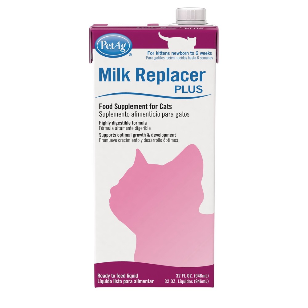 PetAg Liquid Milk Replacer Plus – 32oz, Premium Nutrition for Cats and Kittens