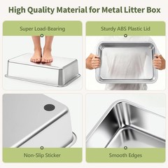 2 Pack XL Stainless Steel Cat Litter Box Big & Senior Cats Multi-Cat Metal