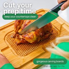 18 Inch Extra Large Organic Turkey Carving Board with Lifetime 18″L x 13″W