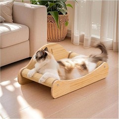 2-in-1 Cat Scratching Post & Nap Zone Solid Pine Sisal Floor Mount Assembly New