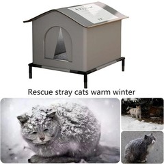 Outdoor Cat House Waterproof Foldable Elevated Shelter Bed Stray Cats Small Dogs