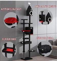 88” H Tall Gothic Cat Tree, Cat Condo, Cat Tower