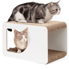 Cardboard Cat Scratcher House Corrugated Scratching Board Pad White 17 Inch